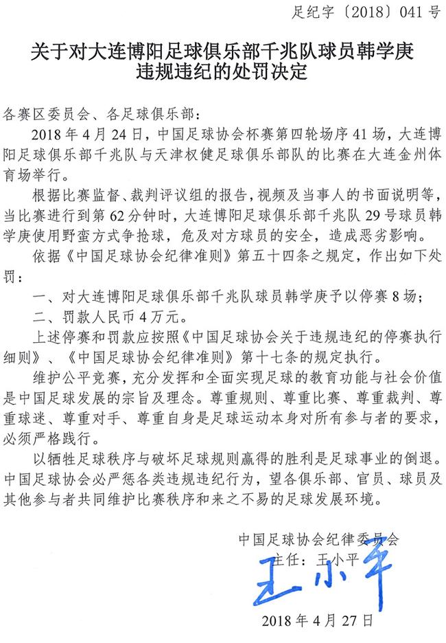 足协罚单
