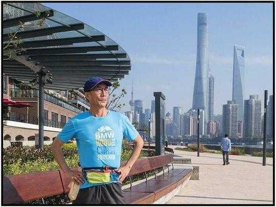 ↑帅克在上海参加马拉松。受访者供图