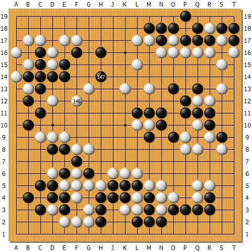 实战图7:星阵认为白146是问题手。