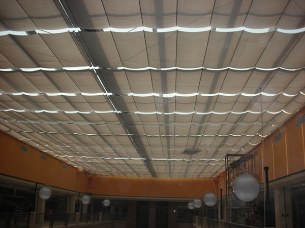 商场采光顶棚电动折叠式天棚帘