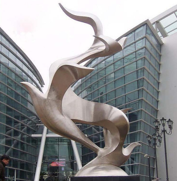 大型不锈钢候鸟雕塑_文化广场抽象鸟摆件