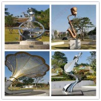 自贡公园音乐主题大喇叭雕塑 不锈钢乐器定制工厂